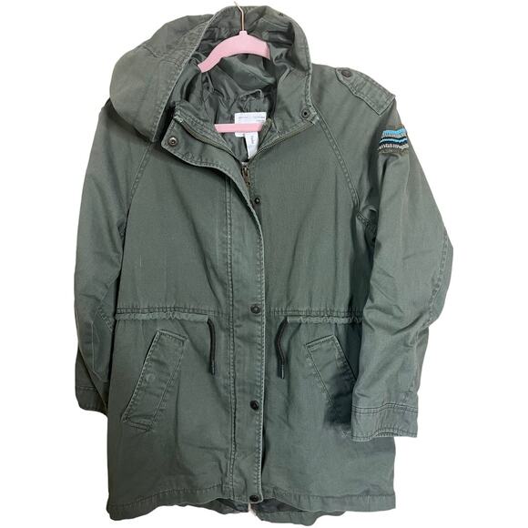 Zara Girls Parka military style army green snap zip up size 13/14 NWOT - Picture 1 of 5